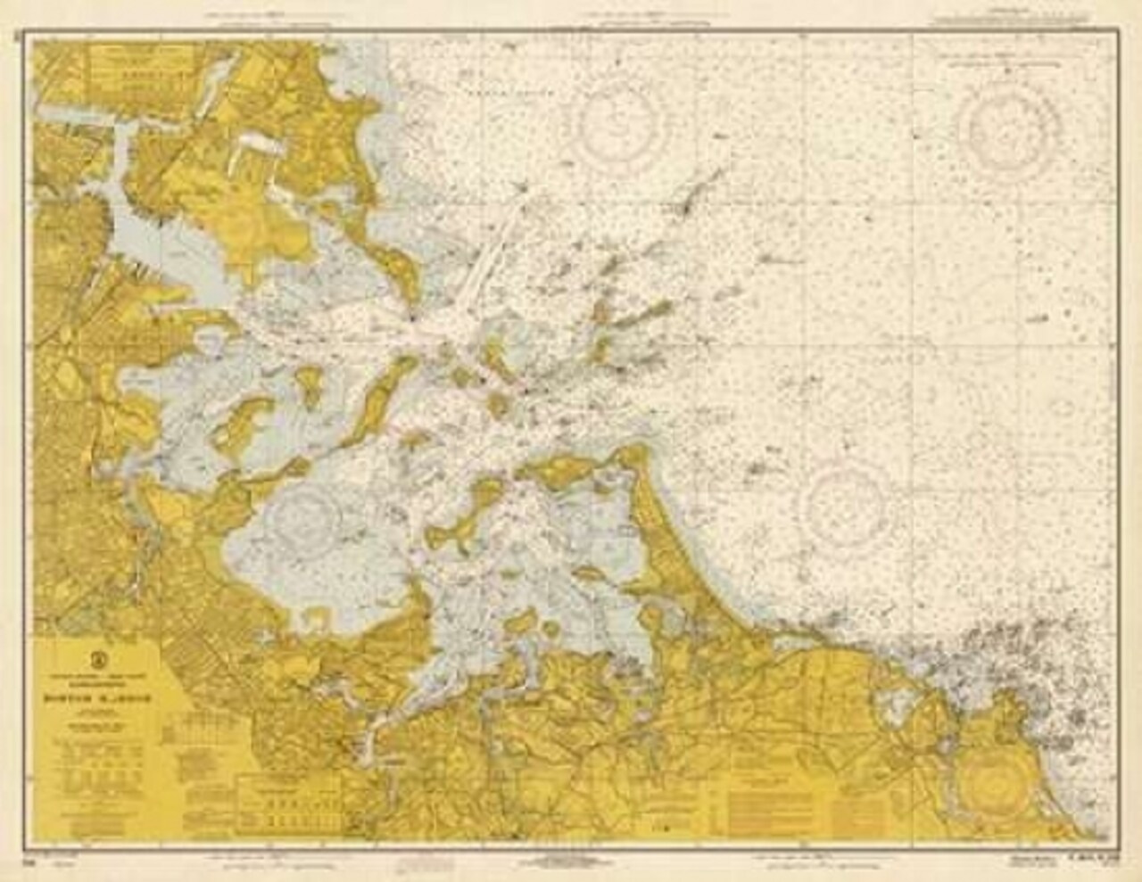 Nautical Chart - Boston Harbor ca. 1970 - Sepia Tinted Poster Print by NOAA Historical Map-Chart - Item # VARPDX450549
